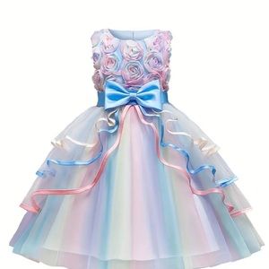 Pastel Rainbow Kids Formal Dress